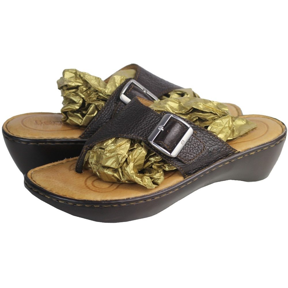 BORN Womens Leather Thong Sandals 10 Brown - Picture 3 of 8